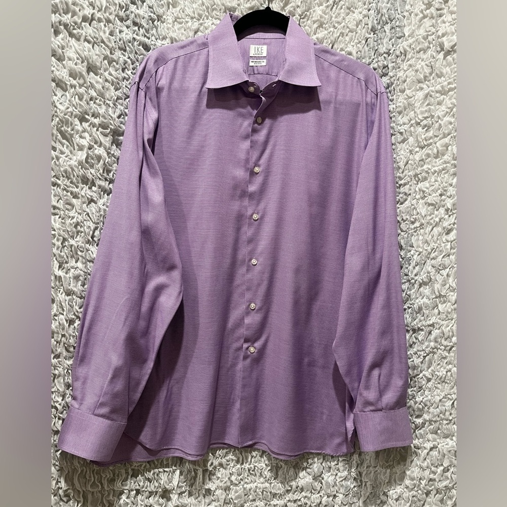 Ike Behar Purple Checkered Performance LONG SLEEVE DRESS Shirt MENS 16 1/2-35
